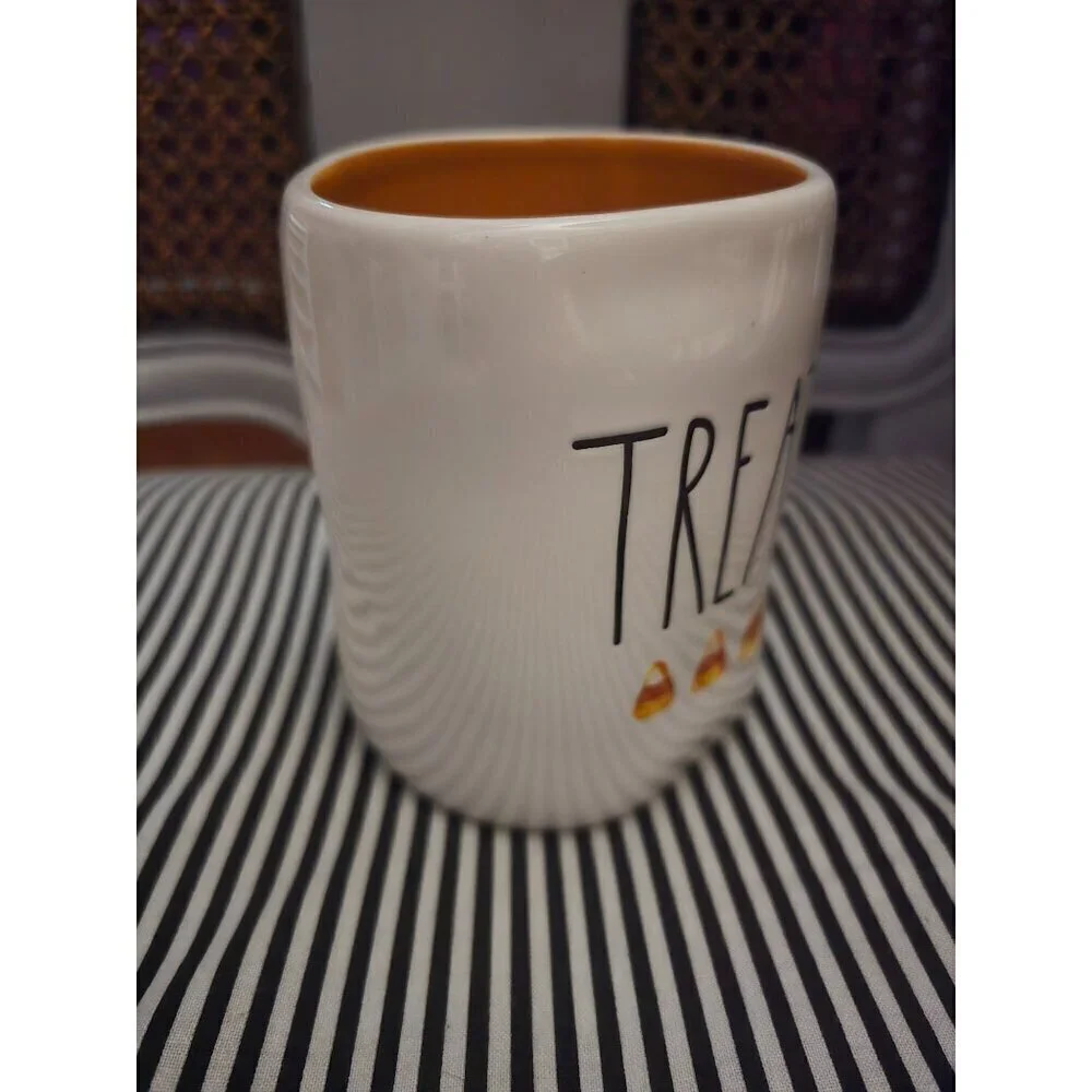 Rae Dunn Halloween Treat Candy Corn Icon Coffee Mug Orange Interior